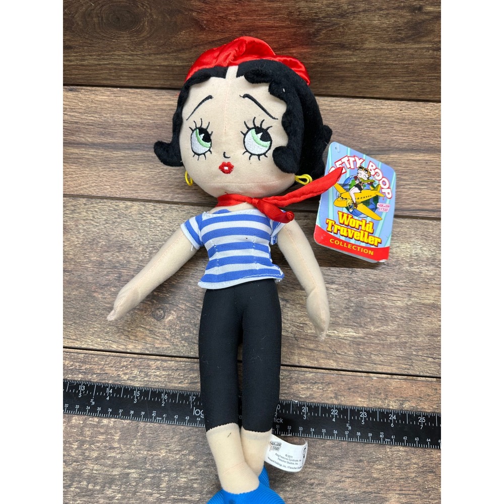Betty Boop World Traveller‎ Collection Plush Doll Red Beret Striped Shirt